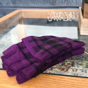 Purple and black plaid Coach gloves